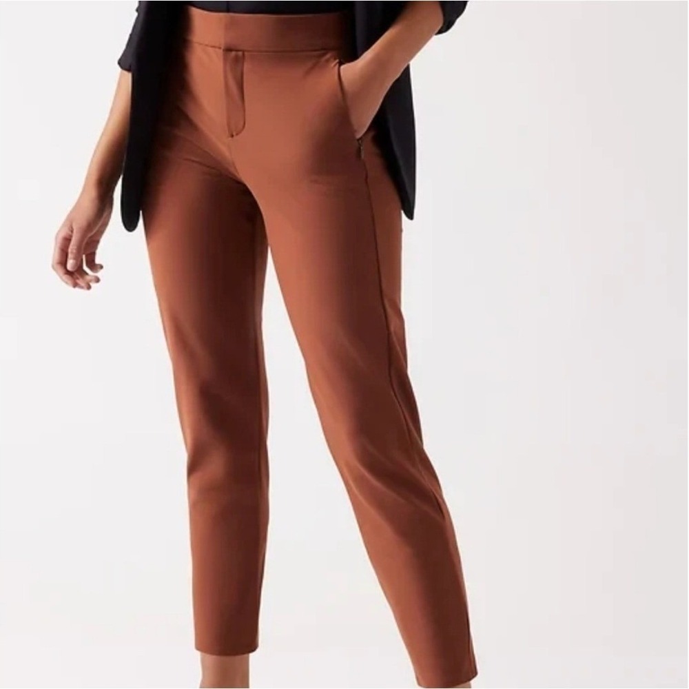 Athleta Stellar Skinny Trouser Pants Workwear Sz 14 Rust Brown Commuter Travel